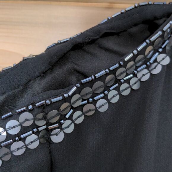 Adrianna Papell Evening Black Silk Beaded Strapless Dress size 12 - Picture 10 of 15